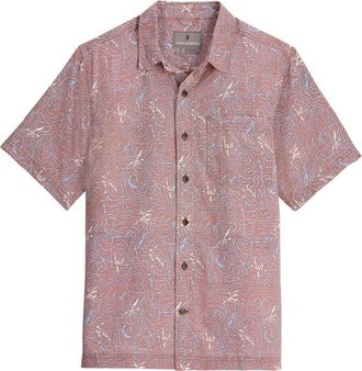 Royal Robbins Camino Pucker Short Sleeve Recycled Polyester Button-Up Shirt in Mahogany Kayaker at Nordstrom, Size Xx-Large