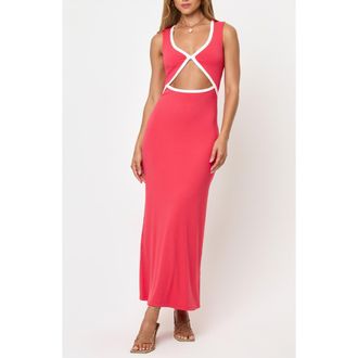 L*Space Steph Cutout Cover-Up Midi Dress in Pout/Cream at Nordstrom, Size X-Small