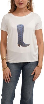 Cyrus Denim Studded Boot Graphic T-Shirt in Bone at Nordstrom Rack, Size X-Large
