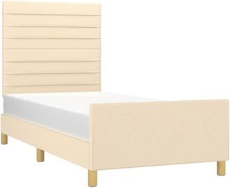 vidaXL Estructura De Cama Sin Colch&oacute;n Tela Crema 90x200 Cm Vidaxl