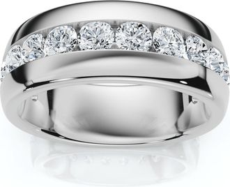 Pompeii3 1 1/2Ct Mens Diamond Wedding Anniversary Ring 10k Gold Channel Set Lab Grown