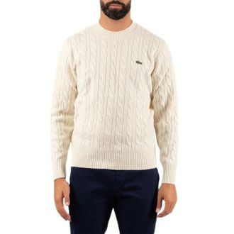 Lacoste Maglione Girocollo in Lana a Treccia - - Knitwear - Uomo - Beige - S