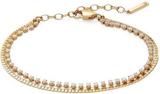 Alex and Ani 2 Row Crystal Tennis Chain Bracelet in Gold at Nordstrom