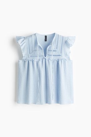 H&M Jerseytop mit Struktur - Hellblau