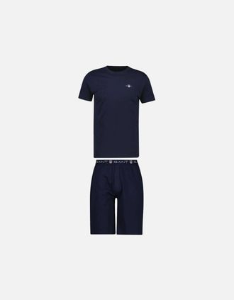 GANT Mens Jersey T-Shirt & Shorts Pyjama Set, Navy - Size: M