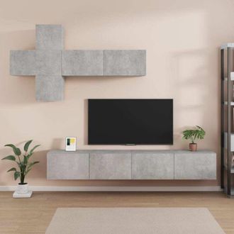 vidaXL 7 Piece TV Cabinet Set Concrete Grey Engineered Wood vidaXL