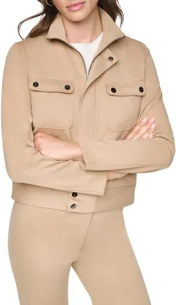 DKNY Soho Ponte Tech Jacket in Travertine at Nordstrom, Size Xx-Small