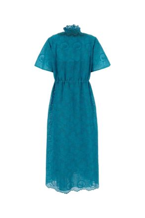 Valentino Garavani Womens Turquoise Lace Dress Lightblue Cotton Abiti