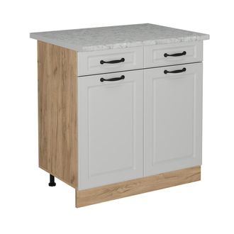 Vicco Mueble Bajo De Cocina R-line, Blanco Casa De Campo, 80 Cm Et M&aacute;rmol