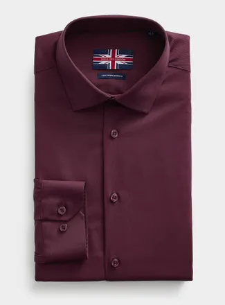 Soul of London Mens Solid stretch twill shirt Modern fit