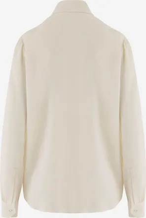 Saint Laurent Womens Shirt Silk Cr&ecirc;pe De Chine Ivory