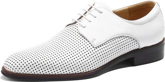 Generic Mens Pointed Toe Wingtip Dress Shoes Lace Up Formal Shoes Low Chunky Heel Wedding Party Prom Shoes,White,7.5 UK