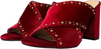 Cole Haan Womens Gabby Studded Slip-On Sandals In Red Velvet