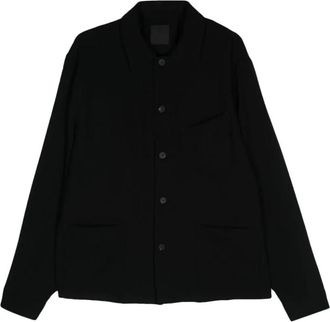 Givenchy Zwarte Wol Klassieke Kraag Shirt - Heren - Casual Overhemden - Zwart - M - Wol - Overhemden