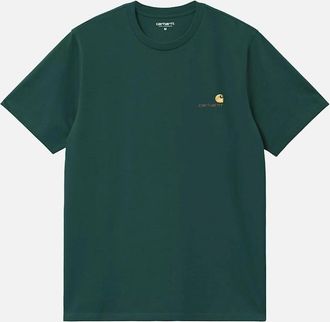 Carhartt Work in Progress Mens Carhartt WIP S/S American Script T-Shirt Kale Green - Size: 42