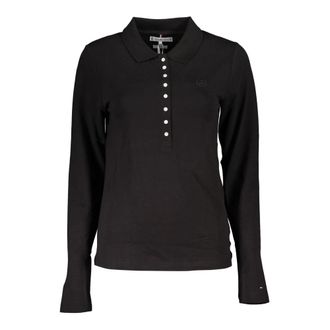 Tommy Hilfiger Lange Mouw Polo Shirt Zwart Geborduurd Logo - Dames - Polos - Zwart - S - Tops
