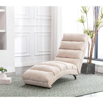 Direct Wicker Fabric Chaise Lounge Sofa with Gentle Vibration Feature & Pocket in Beige | Size: 1 Pack