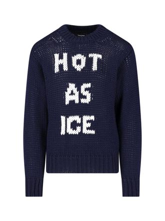 Dsquared2 Black Intarsia Chunky Wool Sweater