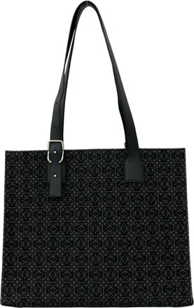 Loewe Black Gray Canvas Leather Tote Bag (Pre-Owned)
