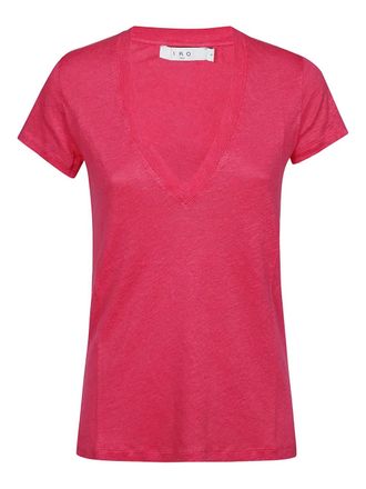 Iro V-neck linen T-shirt - women - Linen/Flax - M - Pink
