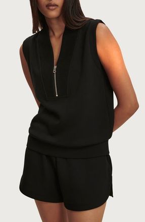 Varley Beau Sleeveless Half Zip Top in Black at Nordstrom, Size Large