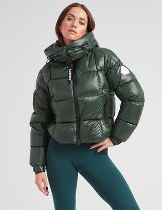JACK1T EZ Boxed Hooded Cropped Puffer Coat in Emerald/sage at Nordstrom, Size X-Small
