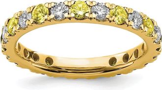 Diamond2Deal 14k Yellow Gold Lab Grown Diamond & Yellow Sapphire Eternity Wedding Band Ring 0.7Ct Clarity- VS Color- G-H