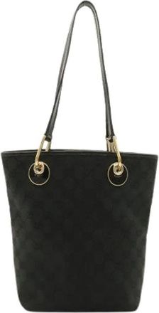 Gucci Pre-owned GG Canvas Patent Leather 2way Tote Bag - Dames - Vintage Shopper - Zwart - ONE Size - Leer - Vintage