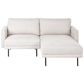 Beliani Beliani - Sof&aacute; Esquinero Moderno Tapizado 2 Plazas Patas De Metal Tejido Respaldo Acolchado Beige Izquierdo Breda