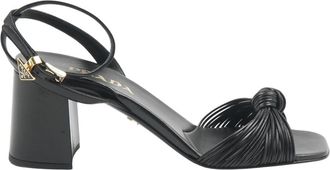 Prada Leren Sandalen met Hak - Dames - Sandalen met hakken - Zwart - 39 EU - Leer - Schoenen