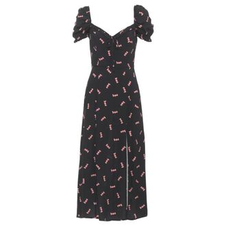 Mar De Margaritas Midi Dresses, female, Multicolor, Size: XS V-neck Volant Midi Dress