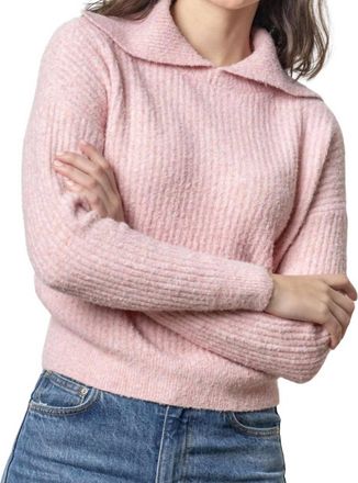 Lilla P Split Collar Long Sleeve Sweater In Peony