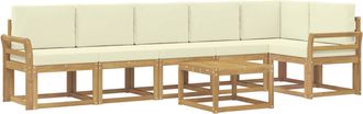 vidaXL Conjunto De Sof&aacute;s De Exterior 7 Uds. Blanco Y Crema Poli&eacute;ster Vidaxl