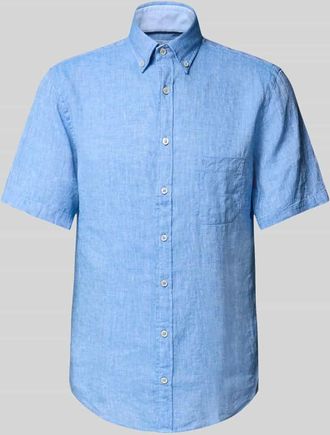 Fynch-Hatton Fynch-Hatton Regular Fit Freizeithemd aus Leinen-Baumwoll-Mix in Royal, Größe 3XL