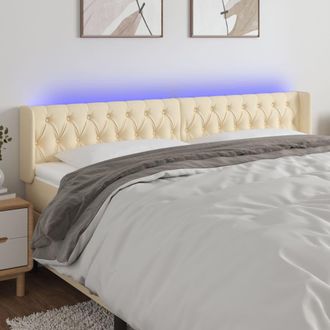 vidaXL Cabecero Con Led De Tela Crema 183x16x78/88 Cm Vidaxl