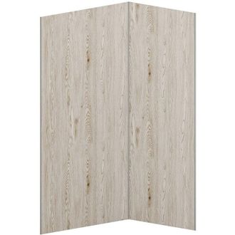 Vente-Unique Pannello per parete da doccia effetto legno chiaro alluminio con profili L90xL120xH210cm - Lotto di 2 - ENEKO