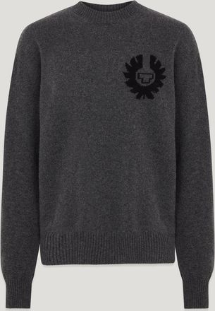 Belstaff Competition Crewneck Jumper Mens Merino Wool Charcoal Melange Size 2XL