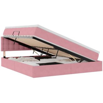 vidaXL Storage Bed with Mattress with Storage Pink 180 x 200 cm Velvet vidaXL