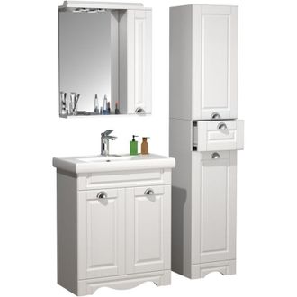 ebuy24 Ebuy24 - Vcm 4 Unids Lavabo Ancho 60 Cm Muebles De Ba&ntilde;o Conjunto Lavabo Espejo Gabinete Gabinete Alto Caj&oacute;n Landhaus Casalo L (blanco)