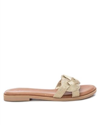 Xti Womens Braided Flat Sandals In Gold