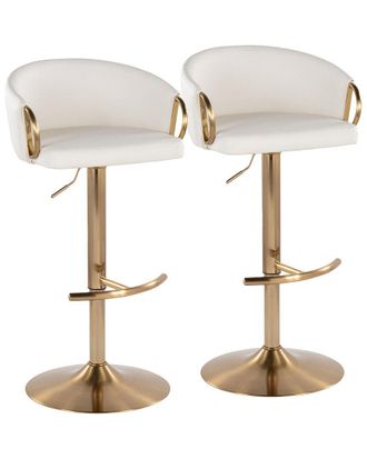 LumiSource LumiSource Set of 2 Claire Contemporary/Glam Adjustable Bar Stools with Footrest