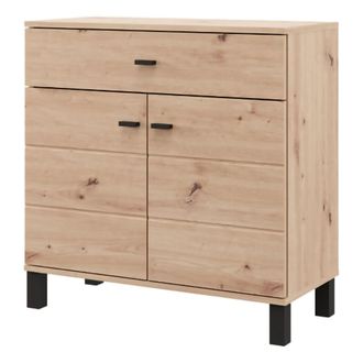 Dmora Aparador Pisac, C&oacute;moda Con Caj&oacute;n, 2 Estantes, Puerta Batiente, Corredera, 77x35x78h Cm Marr&oacute;n Roble Nudoso