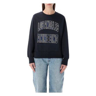 Anine Bing Harry Shrunken Sweatshirt La - Dames - Sweatshirts - Zwart - S - Katoen - Hoodies & sweatvesten