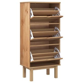 Berkfield Home Shoe Cabinet OTTA with 3 Drawers Brown Solid Wood Pine
