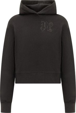 Palm Angels Logo Cotton Hoodie - Dames - Hoodies - Zwart - M - Katoen - Hoodies & sweatvesten