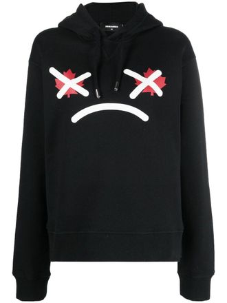 Dsquared2 graphic-print cotton hoodie - women - Cotton - S - Black