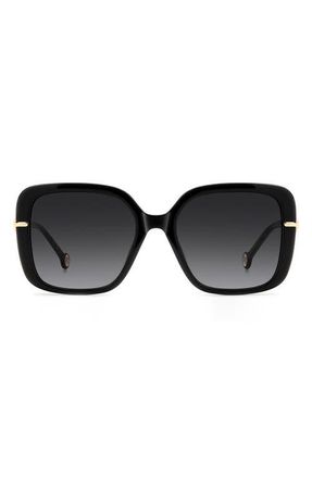Carolina Herrera Her 55mm Gradient Square Sunglasses in Black/Dark Grey Sf at Nordstrom