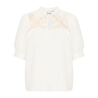 Ichi Ichi - Cloud Dancer Geborduurde Top - Dames - Blouses & Shirts - Wit - Maat: L Katoen