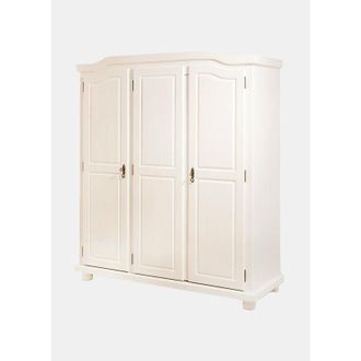Dmora Dmora Armoire &Agrave; Trois Portes Battantes Avec &Eacute;tag&egrave;res Internes En Pin Massif, Coloris Blanc, 150 X 180 X 56 Cm