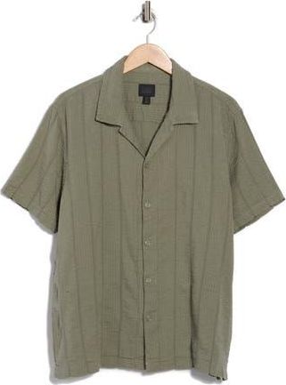 14th & Union Short Sleeve Seersucker Caf&eacute; Shirt in Green Dune at Nordstrom Rack, Size Xx-Large